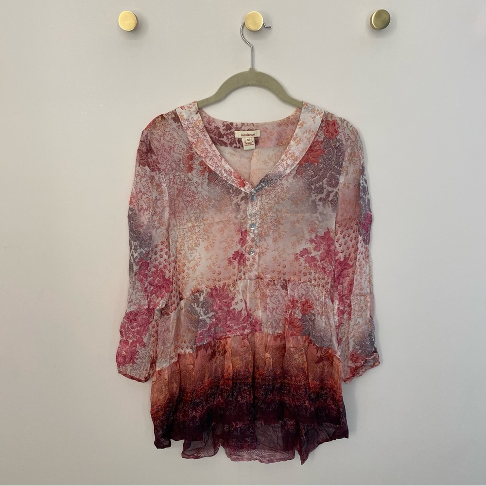Sundance Sheer Ombré Boho Blouse XS